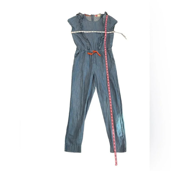 💕EUC Vintage Boden Big Girl Jumpsuit size 13/14 Y chambray with pink trim 💕 - Picture 3 of 8